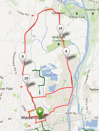 Maidenhead half-marathon 2012 route