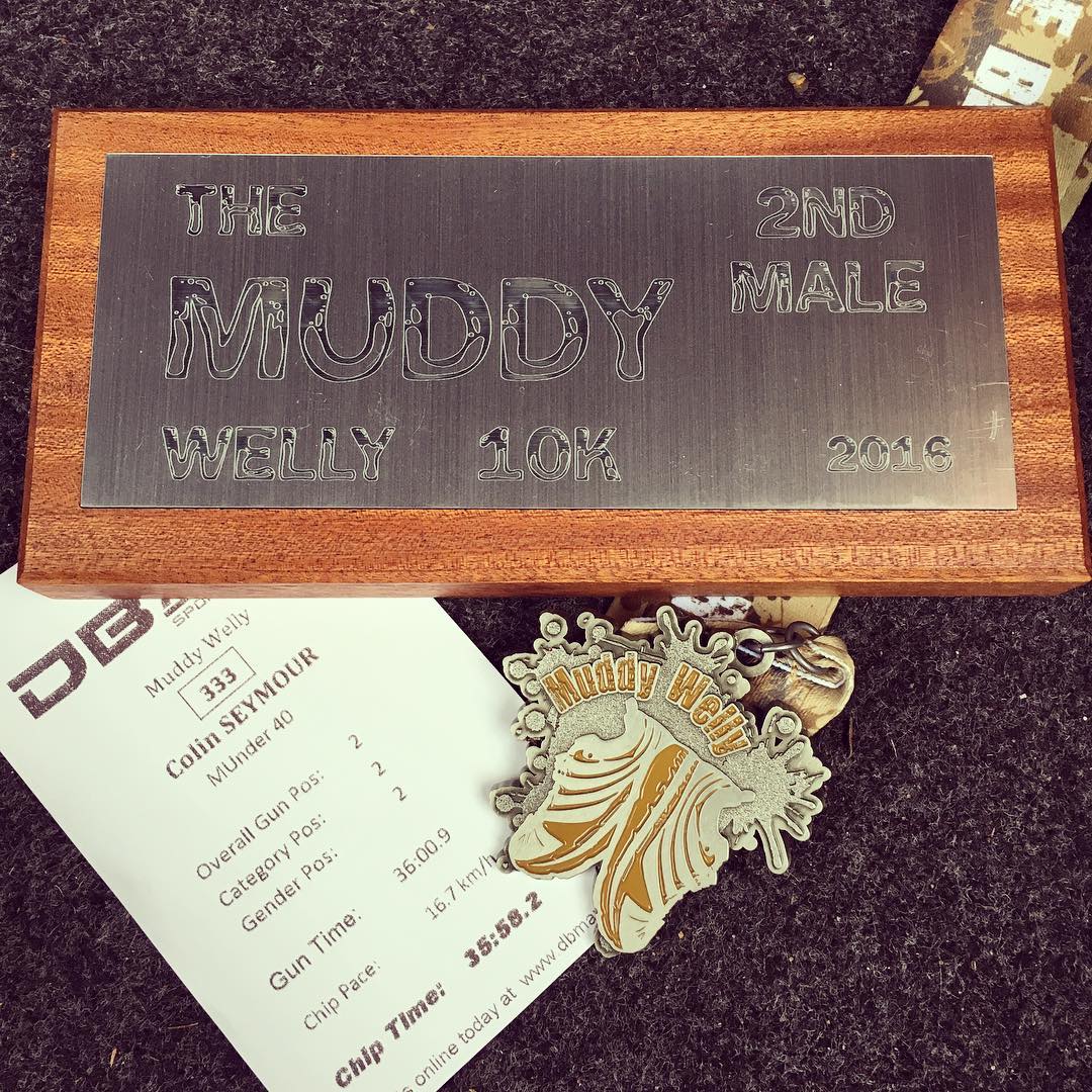 Second at the Muddly Welly 10k 2016 - Gun time: 36:00 / Chip time: 35:58